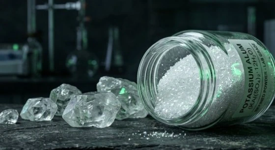 Refined white potassium alum powder for traditional skin use