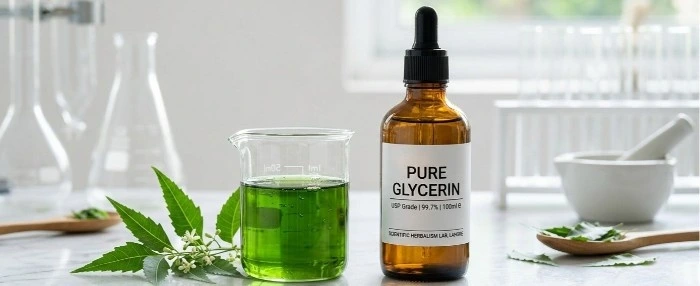 Scientific preparation of DIY herbal Neem face wash with glycerin